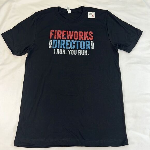 Fireworks Director I Run. You Run. Black Short Sleeve Graphic Tee Size Medium - Picture 1 of 6